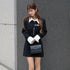 Asymmetry buckle tweed dress